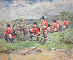 Tropas británicas operando una ametralladora Maxim durante maniobras