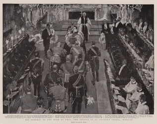 El funeral del Duque de Teck, el servicio en la Capilla de San Jorge en Windsor