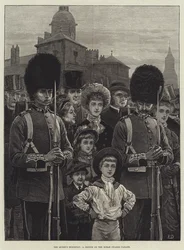 El cumpleaños de la reina, un boceto en el desfile de los Horse Guards