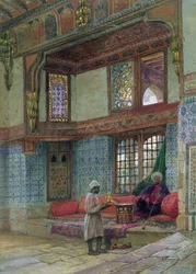 Receso en la sala de recepción en la casa del Mufti Sheik El Mahadi, El Cairo