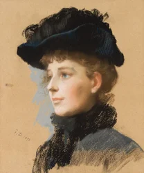 Mujer con sombrero negro