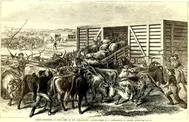 Rampa de ganado en Abilene, Kansas, c. 1871