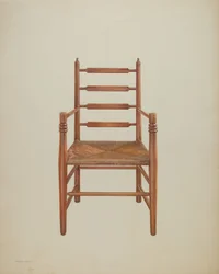 Silla, pino con asiento de junco, c.1939 (gouache sobre papel)