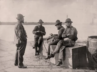 Pescadores en la bahía de Whitby