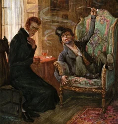 Sampson Brass y Quilp (litografía en color)