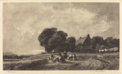 Cabaña y cosechadores, 1907