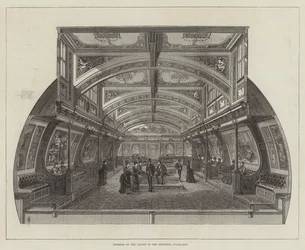 Interior del salón en el barco de vapor Bessemer