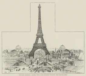 La Exposición de París, vista general de los edificios de la exposición, desde el Trocadero