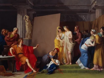 Zeuxis eligiendo sus modelos para la imagen de Helena entre las chicas de Croton