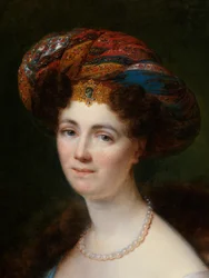 Detalle del Retrato de Josephine Victoire Meslier-Duvey (óleo sobre lienzo)
