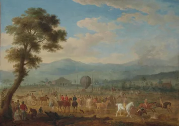 Vista de Jura con un globo aerostático