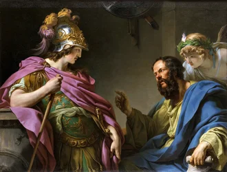 Alcibíades siendo enseñado por Sócrates