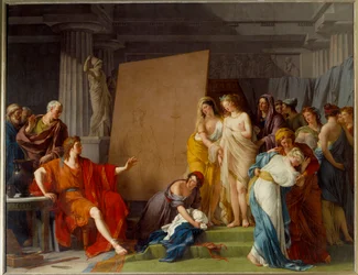 El pintor Zeuxis eligiendo como modelo a las chicas más bellas de Crotona