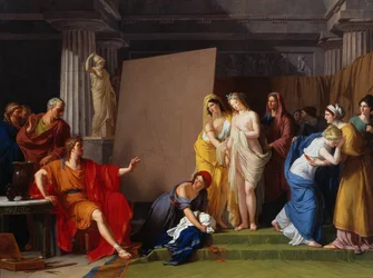 Zeuxis eligiendo sus modelos para la imagen de Helena entre las chicas de Croton, c. 1790
