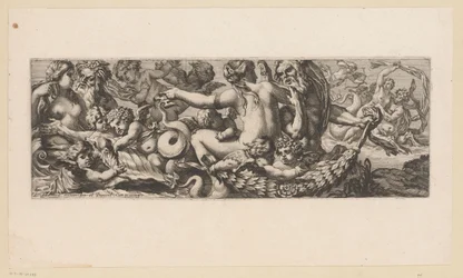 Triunfo de Met Galatea con Nereidas, Sátiros y Putti Figuras mitológicas junto al agua (título de la serie)