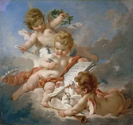 Boucher - Cupidos. Alegoría de la poesía, años 1760FXD