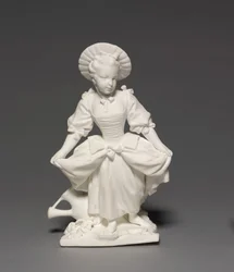 Figura de la bailarina, fabricada por la fábrica de Vincennes, modelada por Pierre Blondeau, 1748-1752