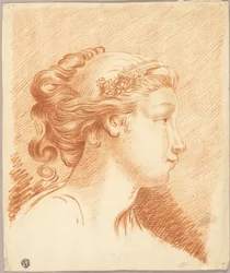 Cabeza de niña de perfil a la derecha