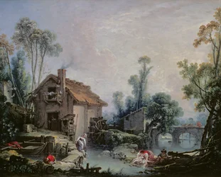 Paisaje con un molino de agua, 1755