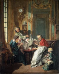 Escena de almuerzo en un interior burgués