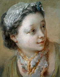 Retrato de una niña, busto, con la cabeza girada a la derecha