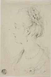 Busto de perfil de mujer joven