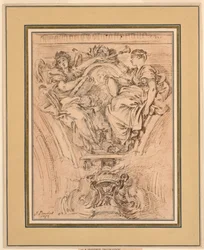 Decoración de spandrel: Fama y Verdad aplaudiendo a Luis XV