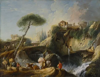 Vista de Tívoli con el Templo de Vesta, c.1749
