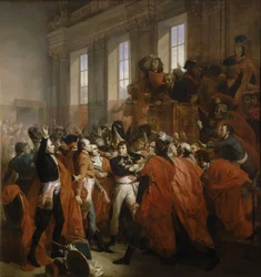 Napoleón Bonaparte en el golpe de Estado del 18 de Brumario en Saint-Cloud.