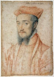 Retrato de Carlos, Cardenal de Lorena (1525-1574). Dibujo a sangre y piedra negra por François Clouet (1515-1572)