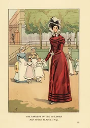 Mujer paseando en los Jardines de las Tullerías, cerca de la rue de Rivoli