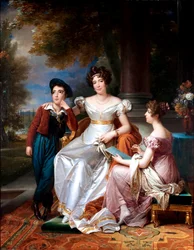 Francés: Portrait de la comtesse du Cayla avec ses enfants Ugoline et Ugolin sur la terrasse du château de Saint-Ouen Retrato de la condesa de Cayla y sus dos hijos