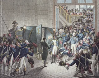 Salida de Luis XVIII (1755-1824) Rey de Francia y Navarra, de Les Tuileries, 19 de marzo de 1815