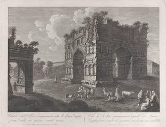 Vista del Arco de Jano, con pastores y cabras en primer plano, 1795-1800
