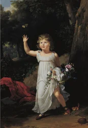 Francés:  Portrait du jeune Edgar Clarke Retrato de Edgar Clarke, de cuerpo entero, en un bosque