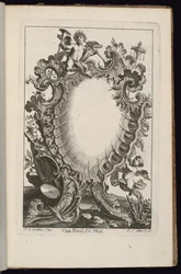 Cartucho con Putto Sosteniendo Trompetas, Libro de Cartuchos Irregulares