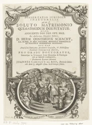 Minerva lauwert schrijver Titelpagina voor: Johannes Carolus de Roo, Dissertatio juridica inauguralis, ad tit. sig. después de un matrimonio disuelto, cómo se pide la dote, 1722