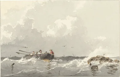 Barco de remos en el mar