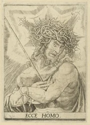 Hombre de sufrimientos Ecce homo (título sobre objeto)