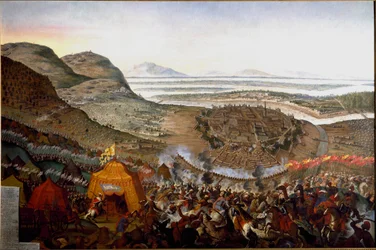 Vista de la batalla de Viena del 12/09/1683 en la colina de Kahlenberg