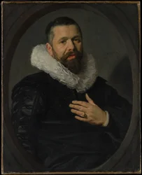 Retrato de un hombre barbudo con gorguera