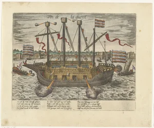 El barco Fin de la guerre, 1585 Fin de la guerre (título sobre objeto) Serie 9: Eventos holandeses y alemanes, 1583-1587 (título de la serie)