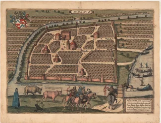 Mapa de Moscú del siglo XVI. De: Civitates orbis terrarium, 1575