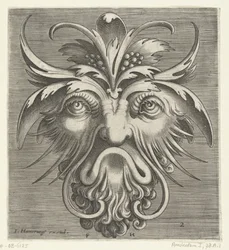 Máscara con barba de rizos
Pourtraicture ingenieuse de plusieurs facons de masques... (título de la serie)