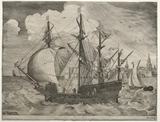 Embarcaciones de vela: Cuatro mástiles armados saliendo al mar, 1561-65