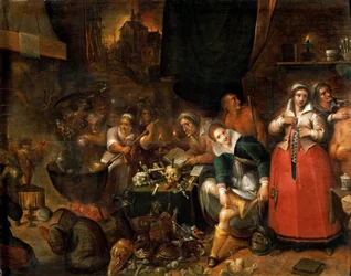 La cocina de las brujas, hacia 1610, dimensiones: 52 x 66,1 cm, Kunsthistorisches Museum, Viena
