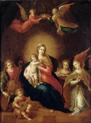 La Virgen y el Niño con ángeles músicos