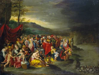 El paso del Mar Rojo - óleo sobre cobre del taller de los Francken, Amberes