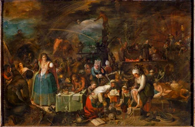 Asamblea de brujas (pintura sobre madera de roble)