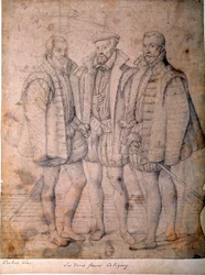 Retrato de los tres Coligny: Cardenal Odet (1515-1571), Gaspard (1517-1572), Almirante de Francia y François (1521-1569), Señor de Andelot